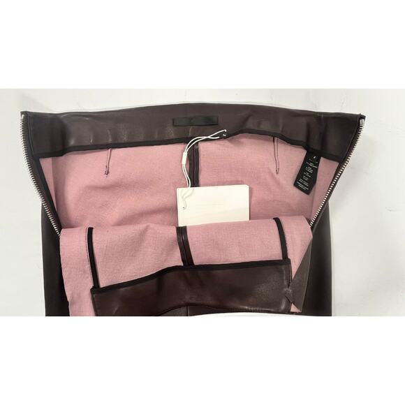 HELMUT LANG Womens Zip Lamb Leather Pants Wine Brown Size 2 (MSRP $1,095) NWT - Picture 10 of 16